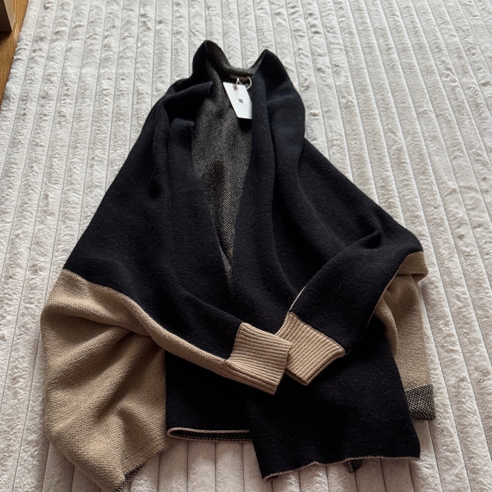 Black and Tan One Size Cape Cardigan